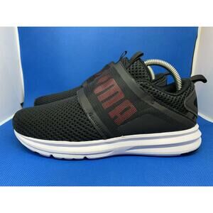 PUMA ENZO STRAP Knit Running Shoes 190483 01 Women's Size 7 Black Red and White